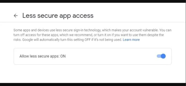 use Less secure app access