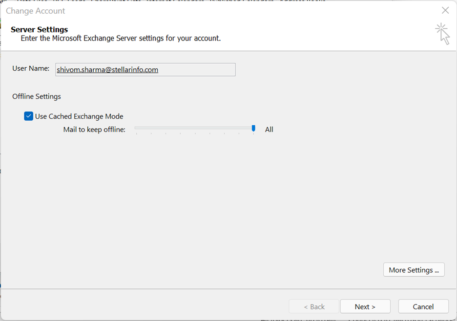 Sync Slider setting in Outlook window