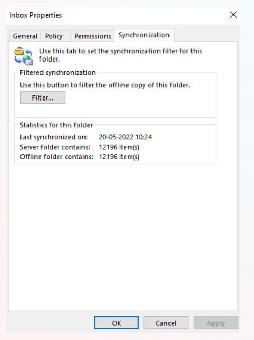 Mailbox Synchronization in outlook