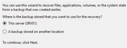 Choose the location to store the backup