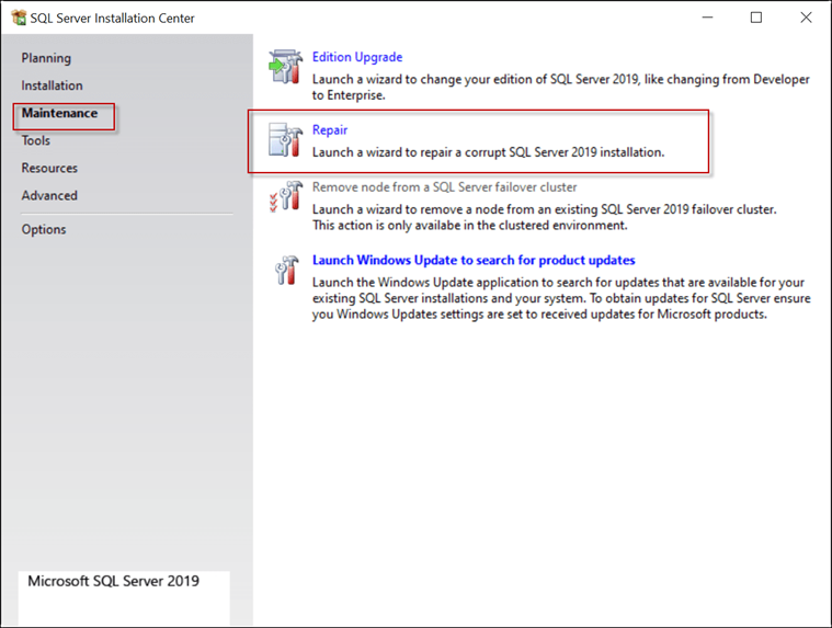 Repair Corrupted SQL Server