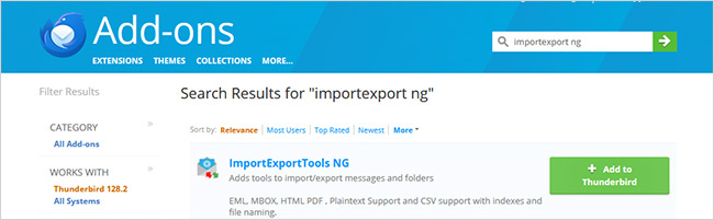 ImportExportTools NG add-on version 