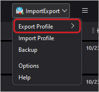 click on the ImportExport tool button