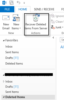 outlook 2007 recover deleted items from server