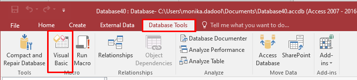 Opening .accdb/.mdb File Causing Error in Access and then Accessing Visual Basic via Database Tools Tab