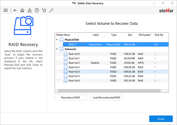 select-volume-to-recover-damaged-raid-5