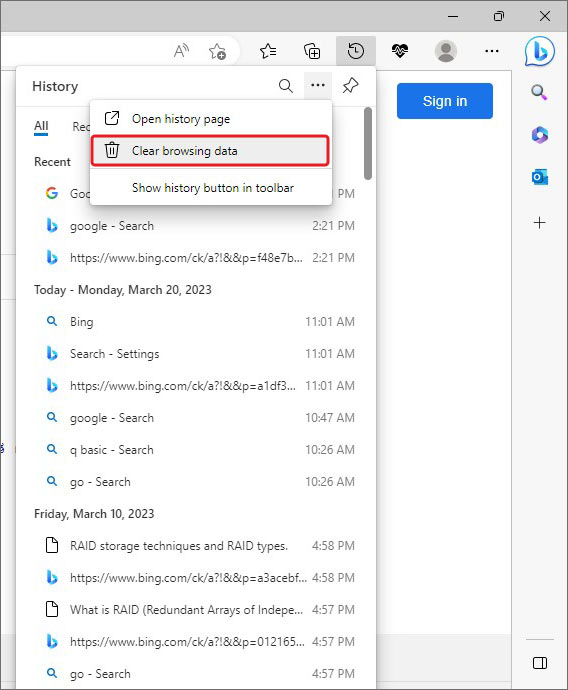 How To Clear Microsoft Edge Browsing History