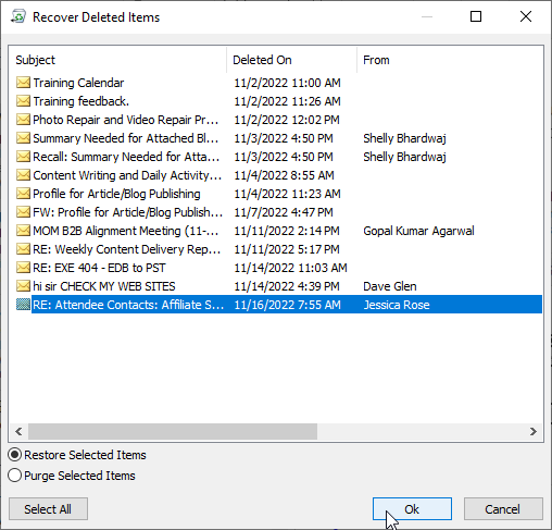 how to recover deleted items in outlook 2016