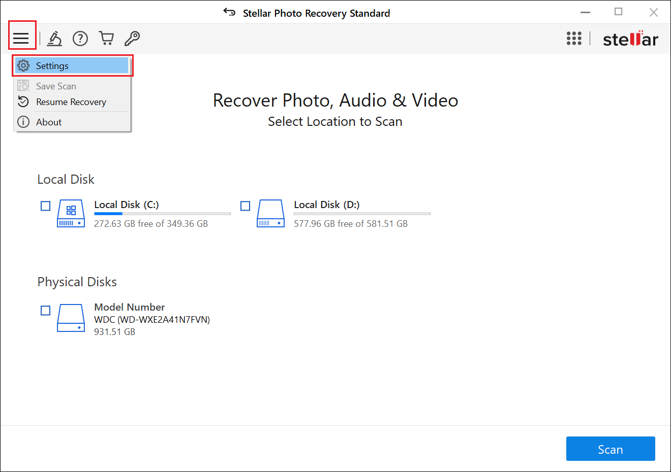 stellar-photo-recovery-settings