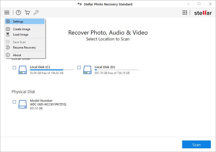 stellar-photo-recovery-settings