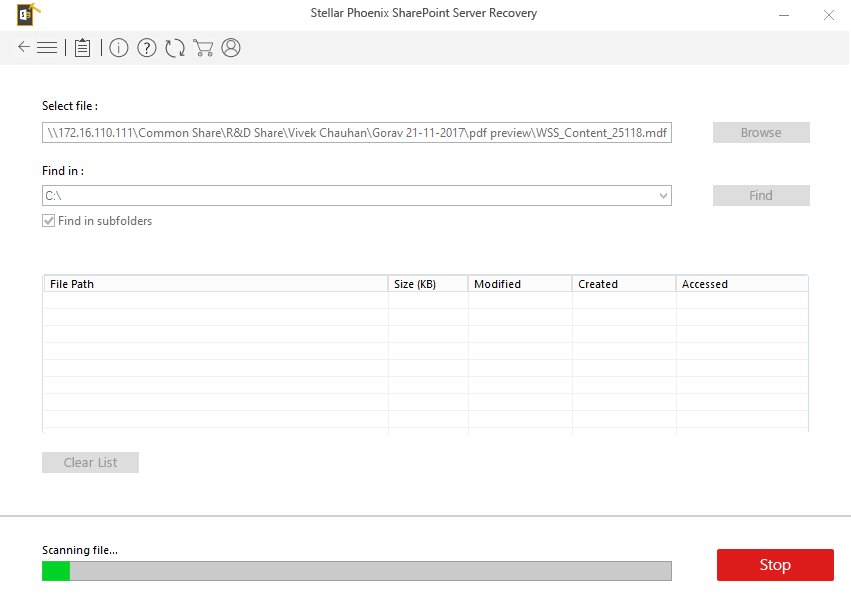 Screenshots Stellar Phoenix Sharepoint Server Recovery 0548