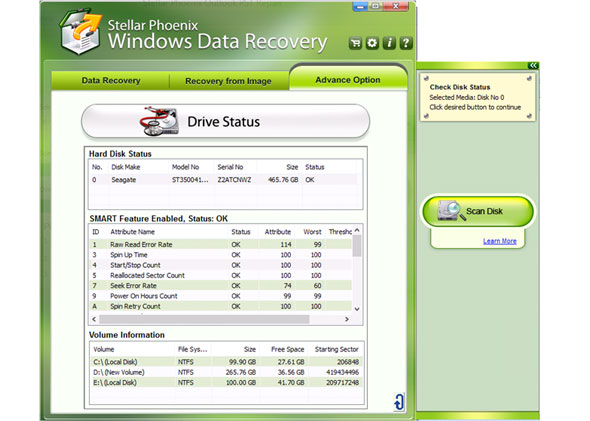 SMART hard drive health status