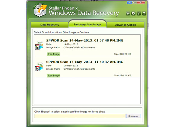 Partition recovery from created image